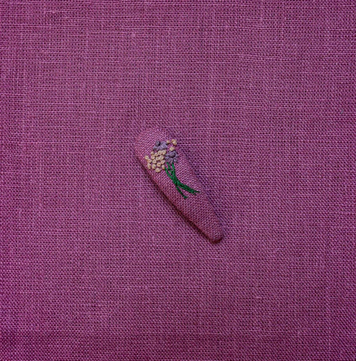 Tiny Flora-hot pink /Embroidery Clip/单个刺绣发夹