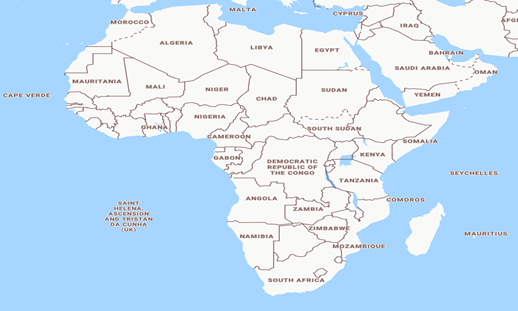 Figure: Map of the Geographical Regional Division of Africa (Image Source: Bing Map)