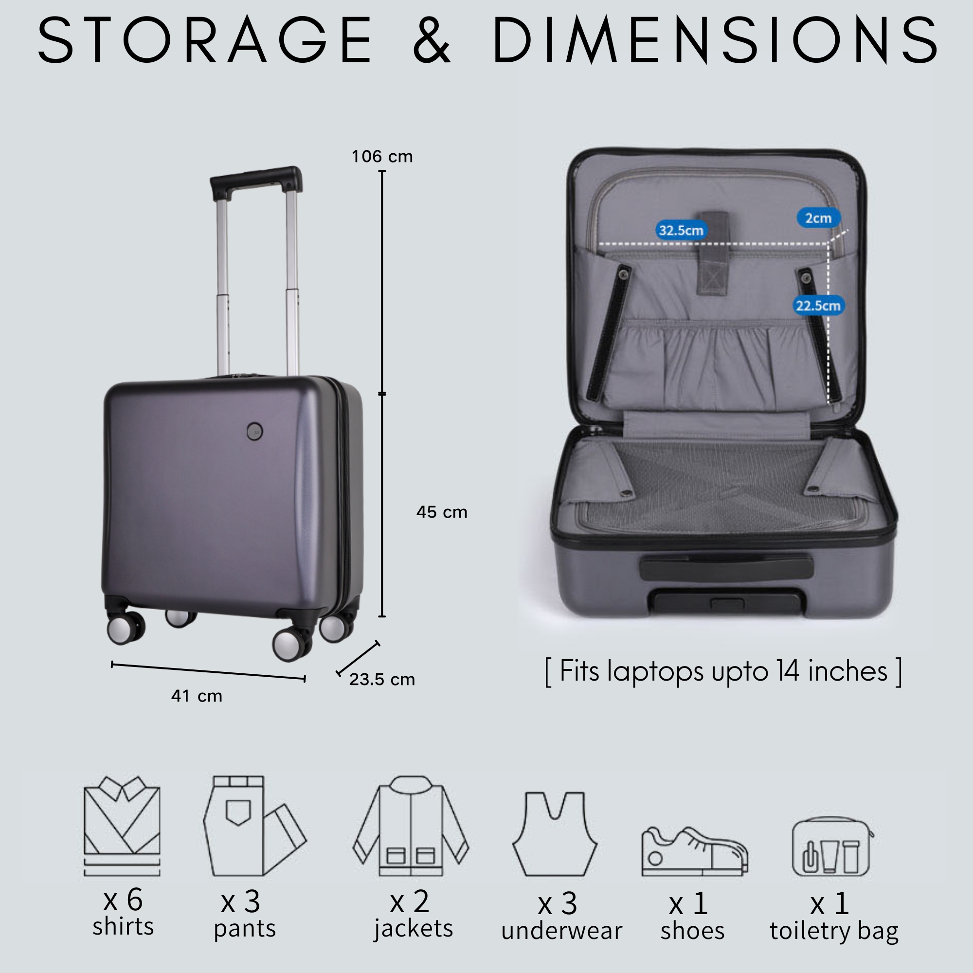 HDA-2163-16 Boarding Box - Cabin Suitcase