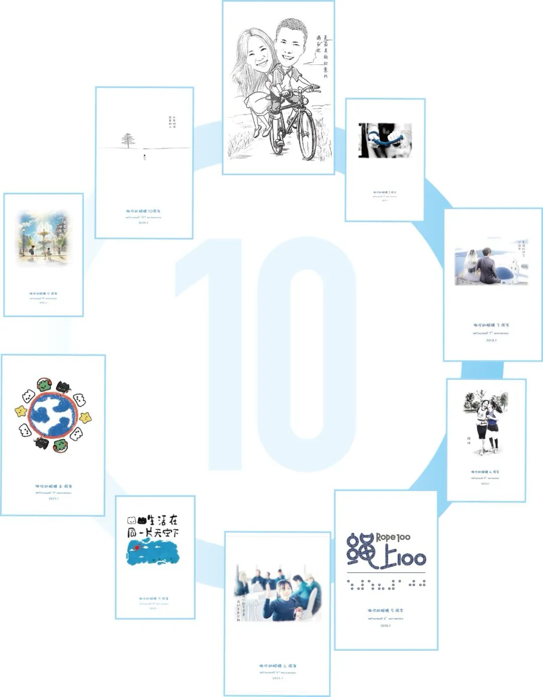 做你的眼睛1-10周年小本子封面图片集锦 Collection of the front covers of beYoureyeS' 1st-10th anniversary booklets