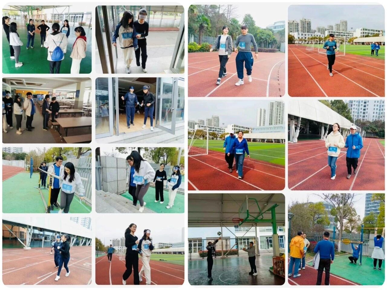 第460期培训组安排了在各种校园场景下的真实体验，陪跑组在校园跑道上奔跑 The training group in activity#460 arranged real experience in varieas school scenarios, while the running group running on the track