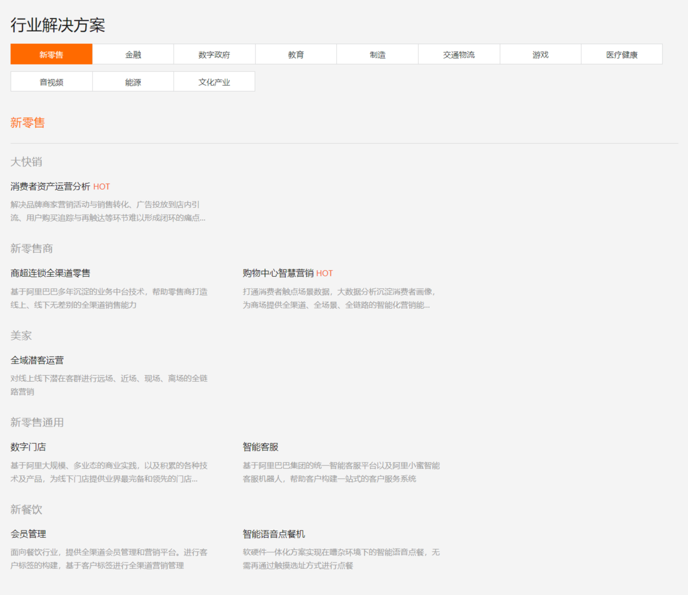 阿里云行业解决方案